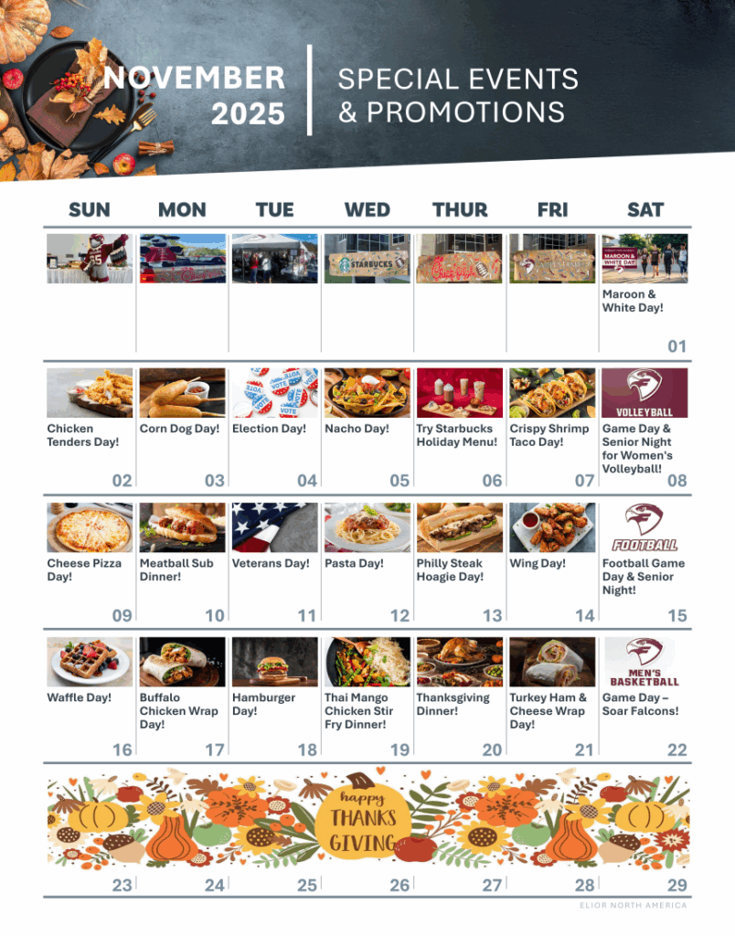 November Dining Hall Calendar